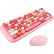 可愛いタイプライタ風 ワイヤレスキーボードとマウスセット Amazon | ワイヤレスキーボードとマウスの組み合 おしゃれ 静音